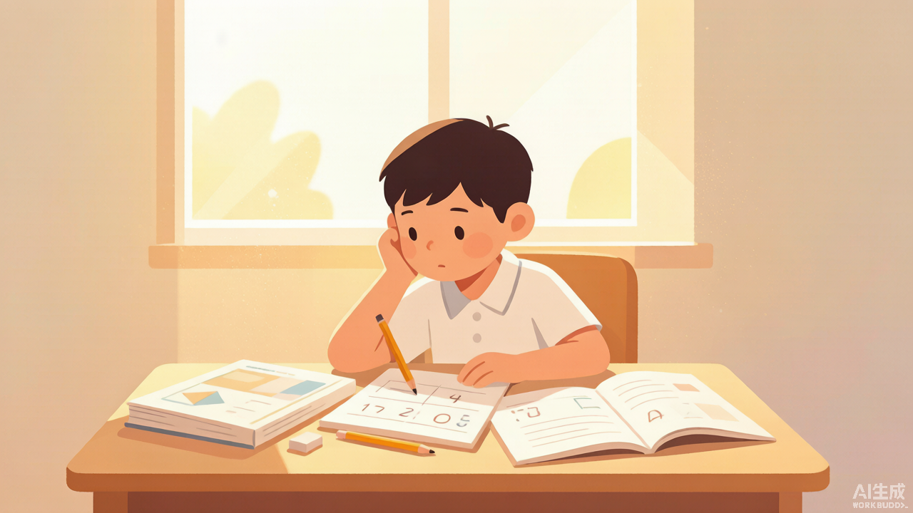 小学生写数学作业陷入思考，三年级数学掉队怎么办